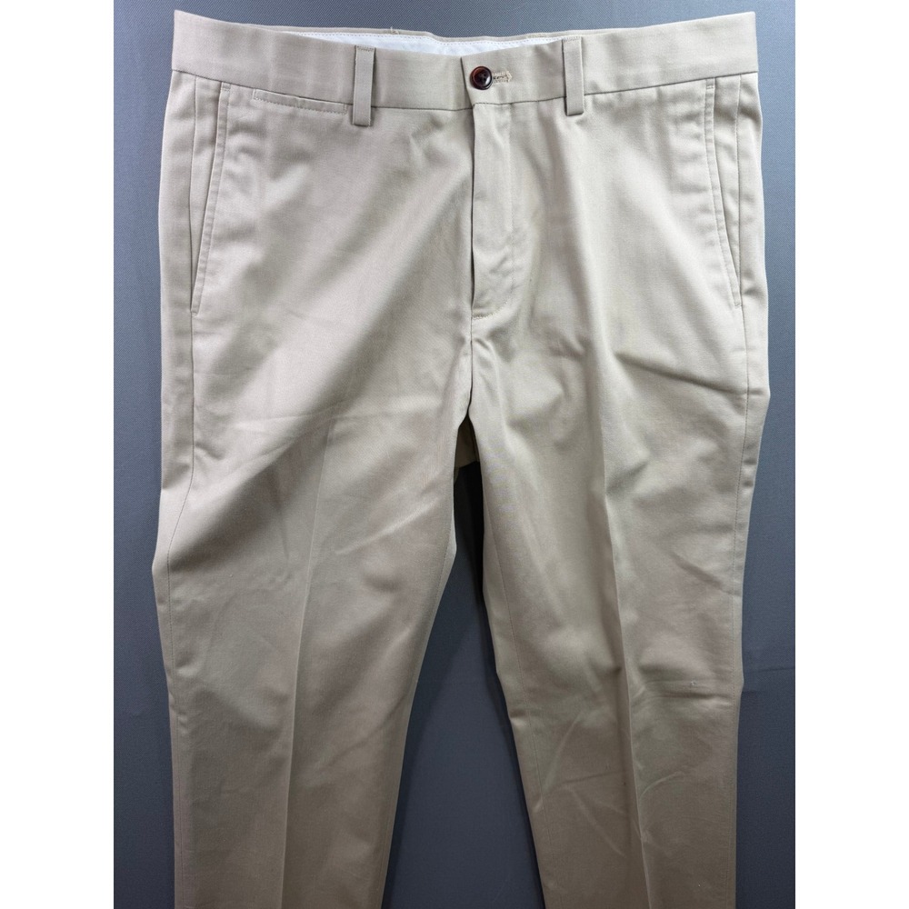 Eddie Bauer Chino Pants Mens Tan Beige Straight Leg Trousers 35x34 - Picture 2 of 8